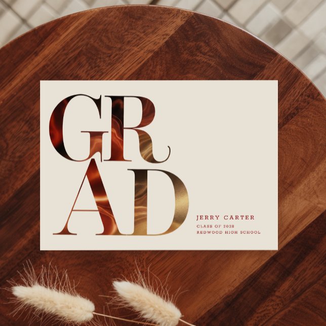Elegant Retro Script Grad Photo Graduation Announcement (Creator Uploaded)
