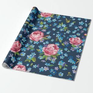 Elegant retro seamless pattern with pink peonies f wrapping paper