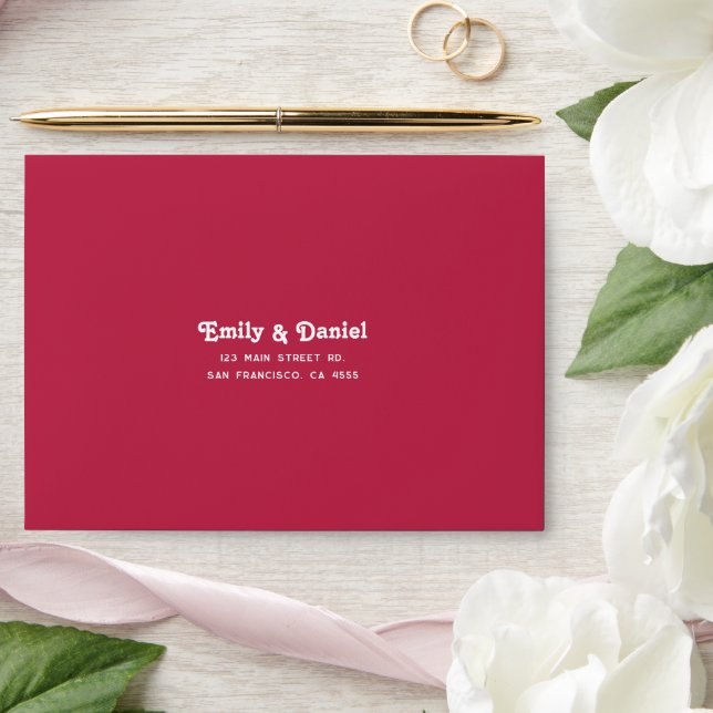 Elegant Retro Summer Bright Hot Pink Wedding Envelope (Wedding)