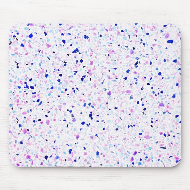 Elegant Retro Terrazzo Purple White Pattern Mouse Mat (Front)