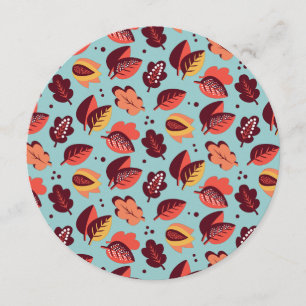 Elegant Retro Thanksgiving Dinner Fall Foliage Invitation