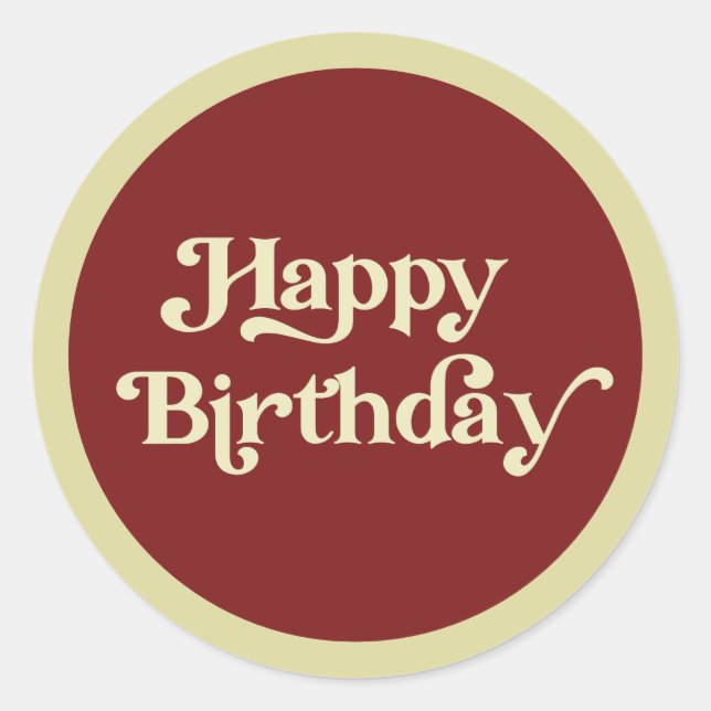 Elegant Retro Typography Happy Birthday Classic Round Sticker (Front)