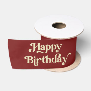 Elegant Retro Typography Happy Birthday Satin Ribbon