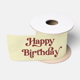 Elegant Retro Typography Happy Birthday Satin Ribbon