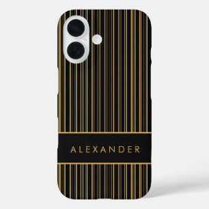 Elegant Retro Vertical Stripes  iPhone 16 Case