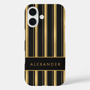 Elegant Retro Vertical Stripes iPhone 16 Case