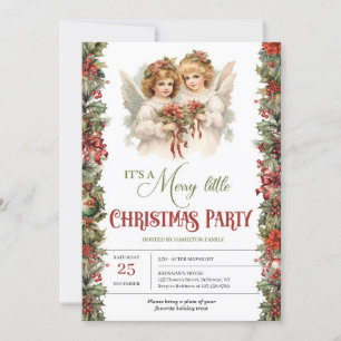 Elegant retro Victorian Angels Christmas party Invitation