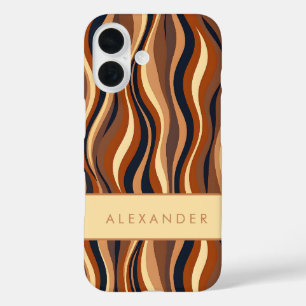 Elegant Retro Wavy Vertical Stripes  iPhone 16 Case