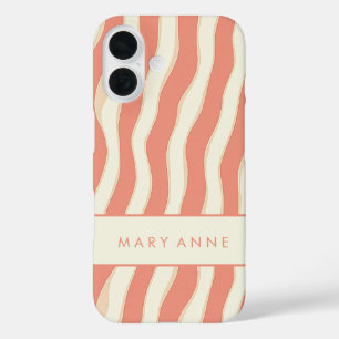 Elegant Retro Wavy Vertical Stripes  iPhone 16 Case