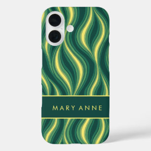 Elegant Retro Wavy Vertical Stripes  iPhone 16 Case