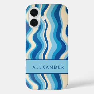 Elegant Retro Wavy Vertical Stripes  iPhone 16 Case