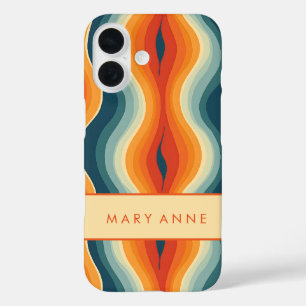 Elegant Retro Wavy Vertical Stripes iPhone 16 Case
