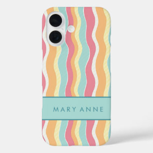 Elegant Retro Wavy Vertical Stripes  iPhone 16 Case