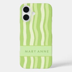 Elegant Retro Wavy Vertical Stripes iPhone 16 Case