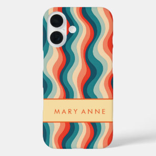 Elegant Retro Wavy Vertical Stripes  iPhone 16 Case