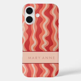 Elegant Retro Wavy Vertical Stripes iPhone 16 Case