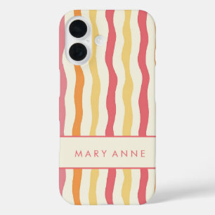 Elegant Retro Wavy Vertical Stripes  iPhone 16 Case
