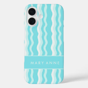 Elegant Retro Wavy Vertical Stripes iPhone 16 Case