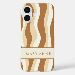 Elegant Retro Wavy Vertical Stripes  iPhone 16 Case