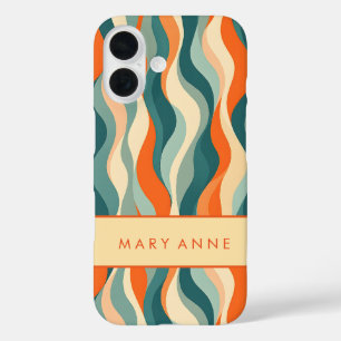 Elegant Retro Wavy Vertical Stripes  iPhone 16 Case