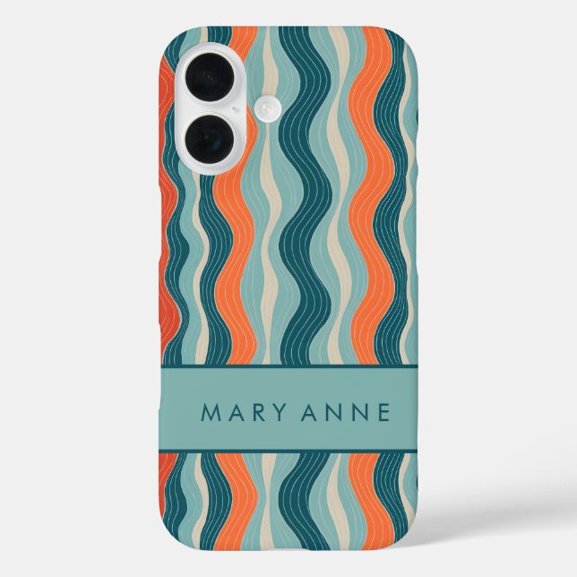Elegant Retro Wavy Vertical Stripes  Case-Mate iPhone Case (Back)