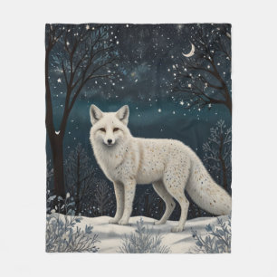 Elegant retro white winter fox fleece blanket