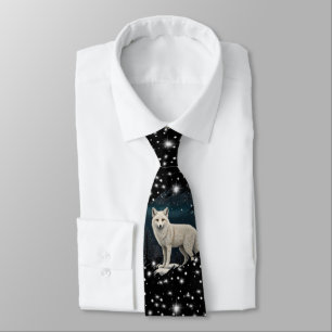 Elegant retro white winter fox tie