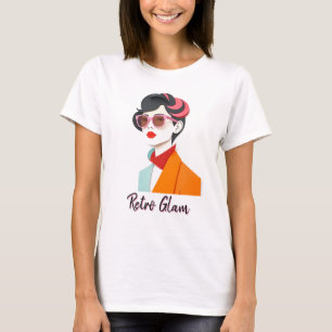 Elegant Retro Woman with Pink Sunglasses T-Shirt