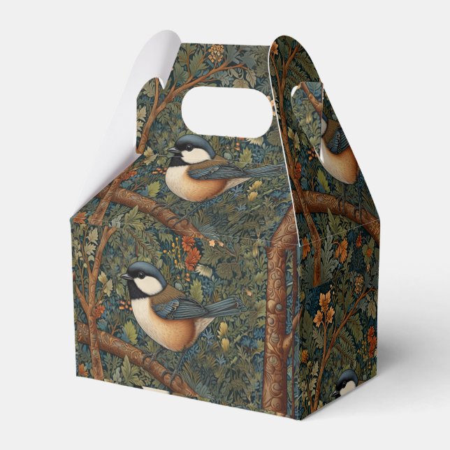 Elegant retro woodland bird  favour box (Back Side)