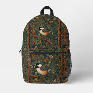 Elegant retro woodland bird printed backpack