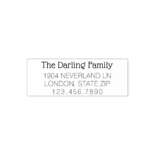 Elegant Return Address 4 Lines Phone Family Name Self-inking Stamp