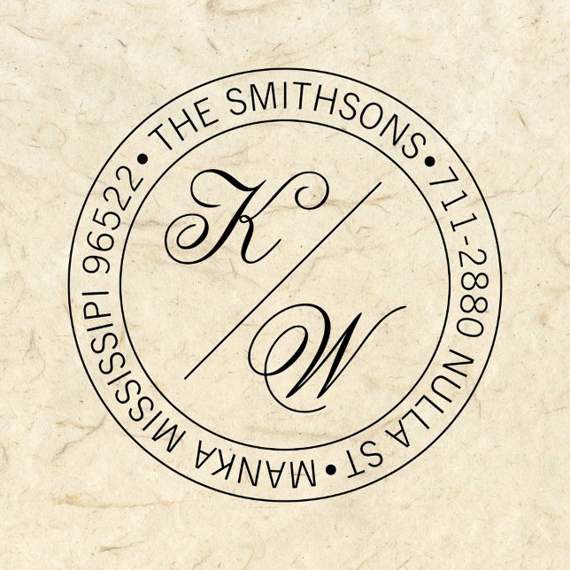   Elegant Return Address Circular Wedding Initials Self-inking Stamp (Creator Uploaded)