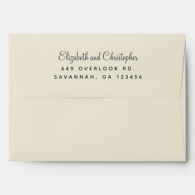 Elegant Return Address Eggshell White Chic Wedding Envelope (Back (Top Flap))