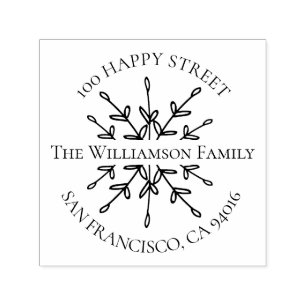 Elegant Return Address Label with Branches Leaves Self-inking Stamp