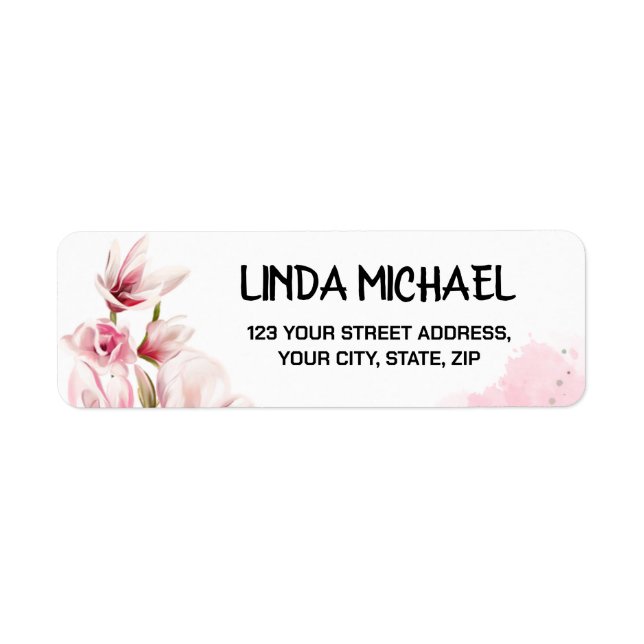 Elegant Return Address Label With flowers (Front)