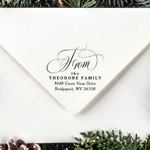 Elegant return address script from rubber stamp