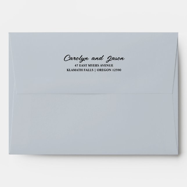 Elegant Return Address Simple Script Dusty Blue Envelope (Back (Top Flap))