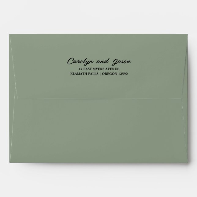 Elegant Return Address Simple Script Sage Envelope (Back (Top Flap))