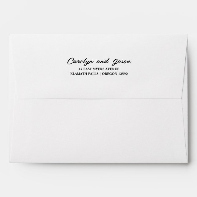 Elegant Return Address Simple Script White Envelope (Back (Top Flap))