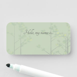 Elegant Reusable Green Tree Art Hello My Name Is Tag