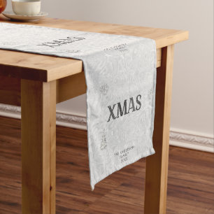 Elegant Rhinestone Merry White Christmas Long Table Runner