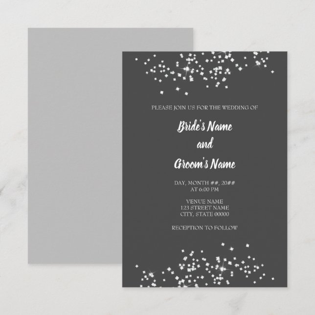 Elegant Rhinestones Wedding Invitation (Front/Back)