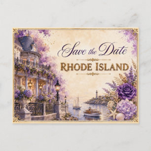 Elegant Rhode Island Save the Date Wedding Invite Postcard