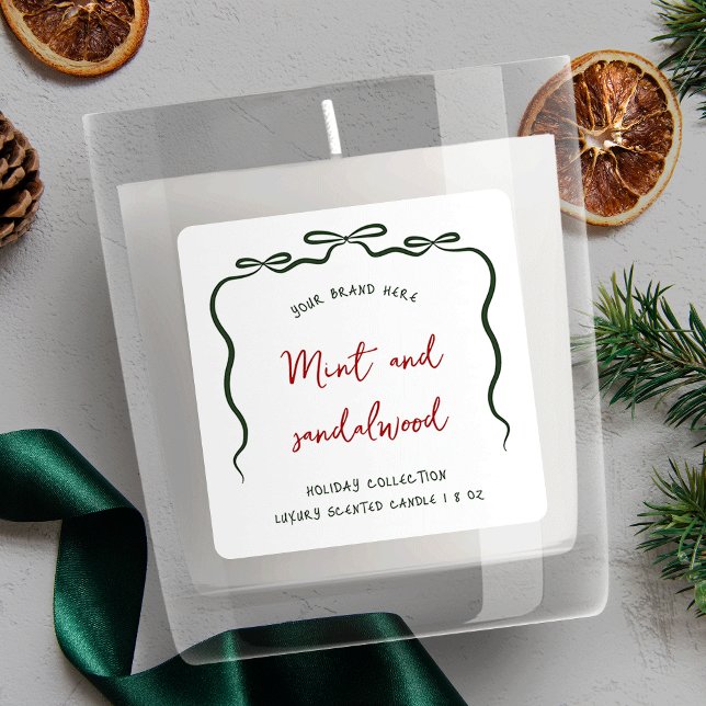 Elegant Ribbon Bow Christmas Candle Jar Label (Creator Uploaded)