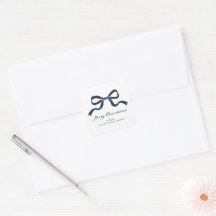 Elegant Ribbon Bow Merry Christmas - Navy