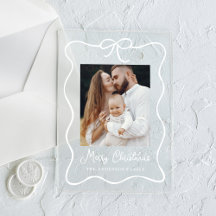 Elegant Ribbon Bow Photo Holiday Card