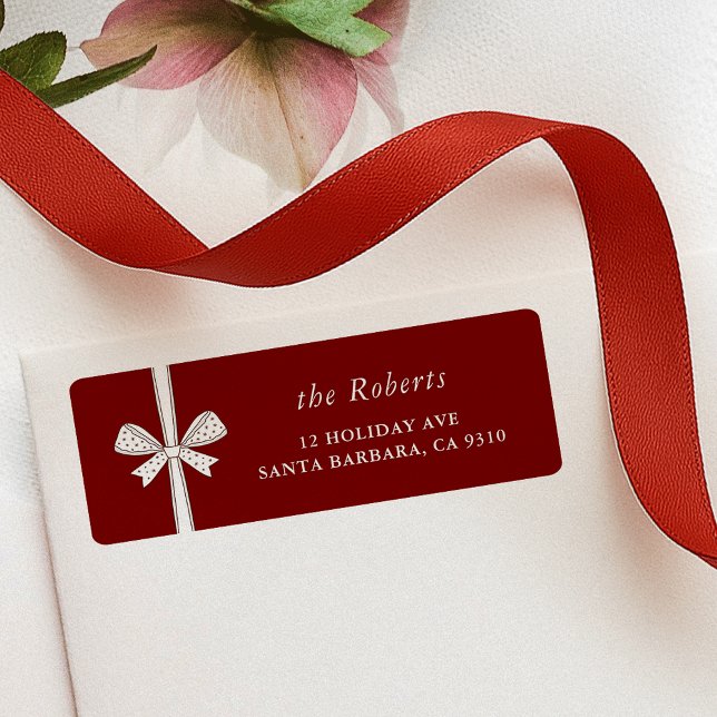 Elegant Ribbon Bow Red Christmas Address (elegant ribbon and bow red Christmas return address labels)