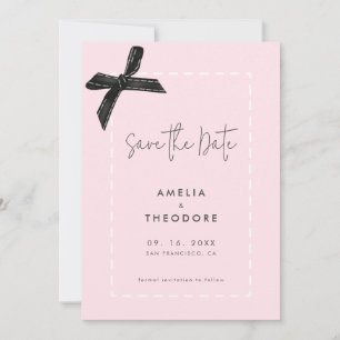 Elegant Ribbon Bow Wedding Save the Date Invitation