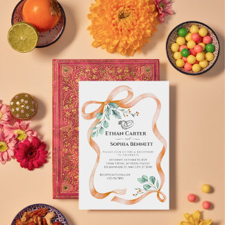 Elegant Ribbon & Greenery Wedding Invitation