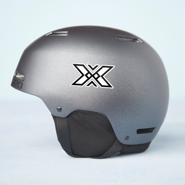 Elegant Ribbon line Letter X Monogram (Helmet Side)